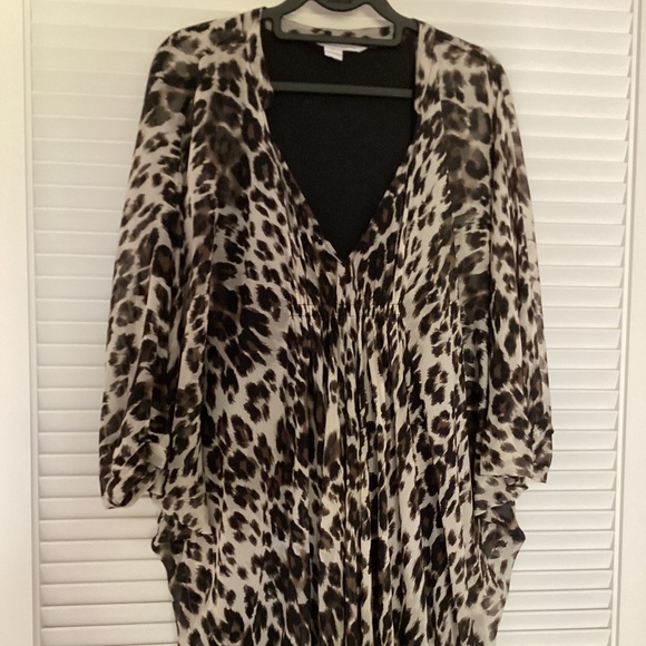 Diane von Furstenberg Fleurette Leopard Silk Chiffon Batwing Sleeve Mini Dress - Picture 10 of 13